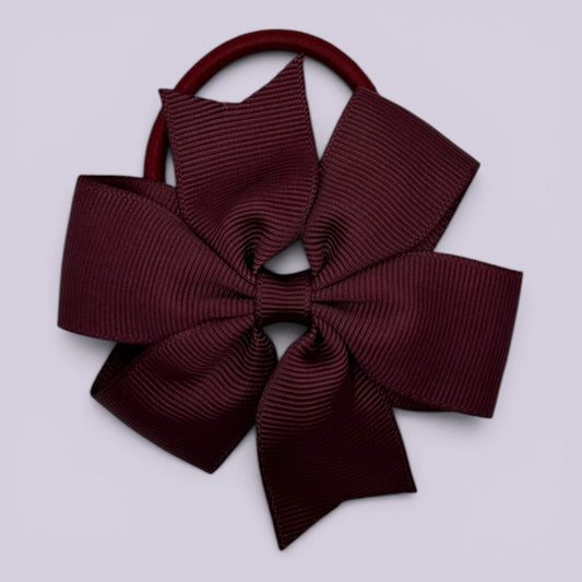 Burgundy maroon pinwheel school hair bow bobble