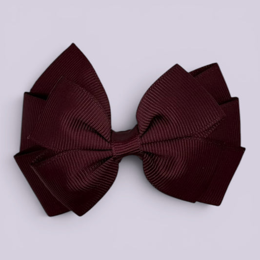 Burgundy maroon pinwheel school hair bow clip