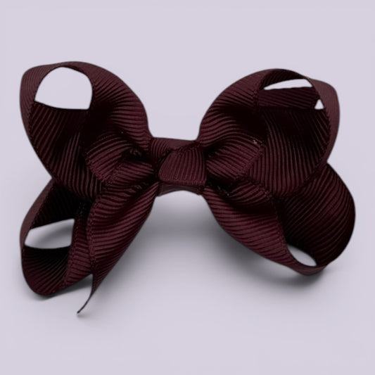 Burgundy maroon small school hair bow clip