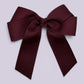 Burgundy maroon 3.5 inch tailed school hair bow clip