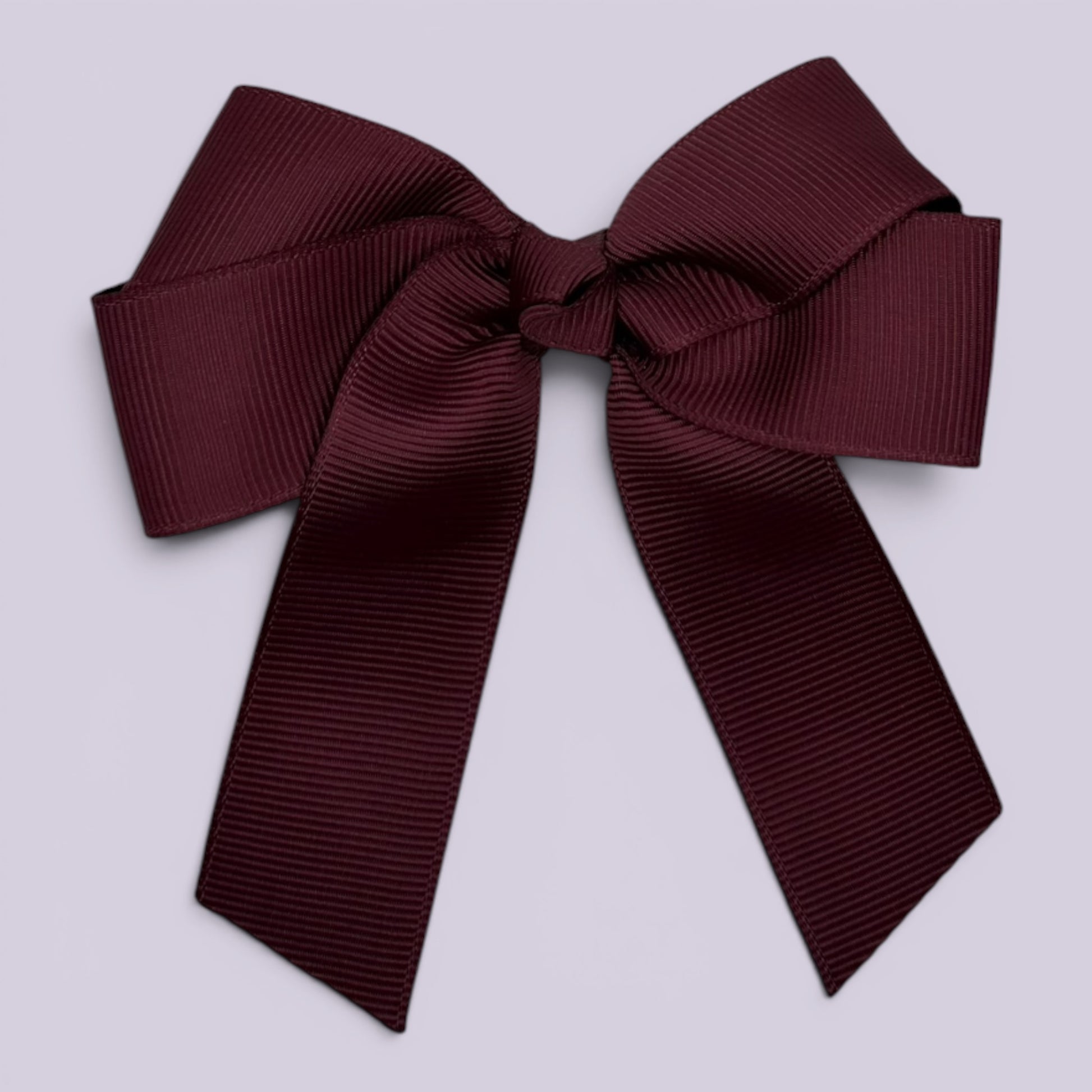 Burgundy maroon 3.5 inch tailed school hair bow clip