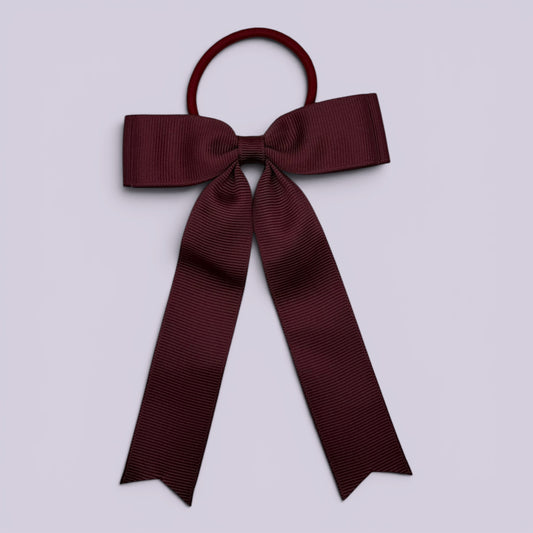 Burgundy maroon tailed school hair bow bobble