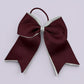 Burgundy maroon and white tailed school hair bow bobble
