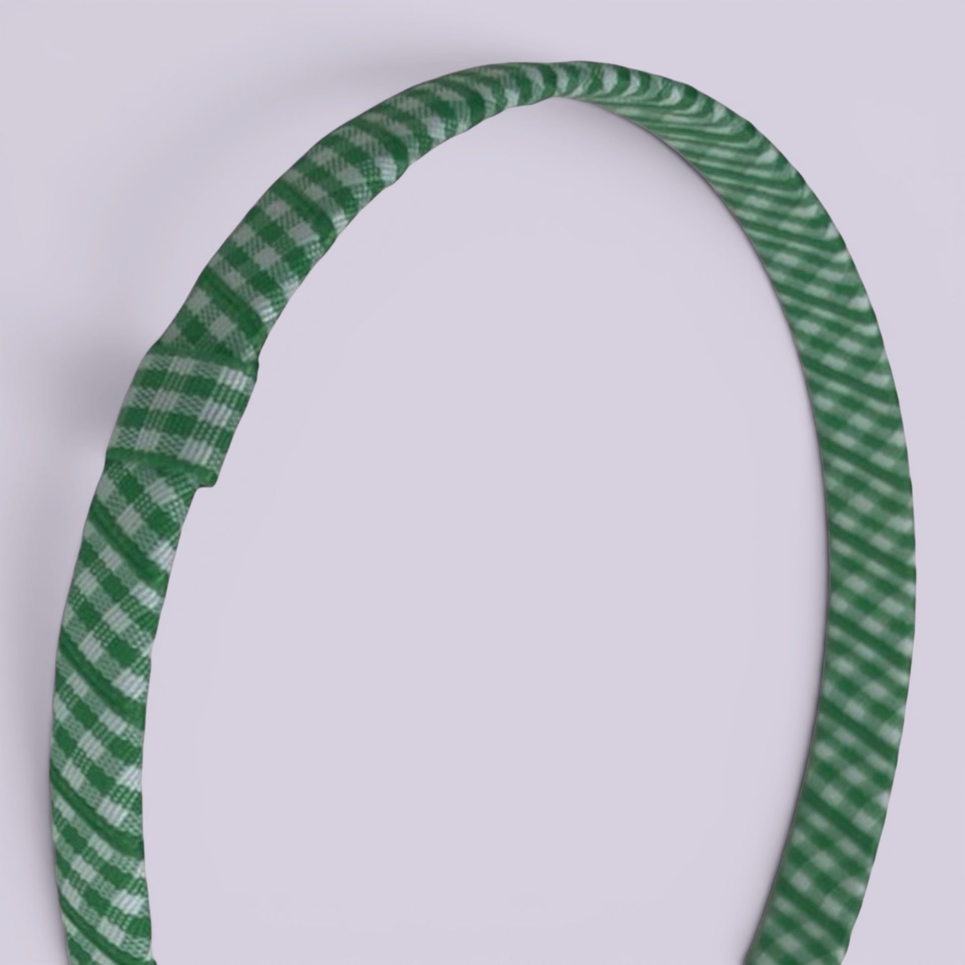 Emerald green gingham headband side view