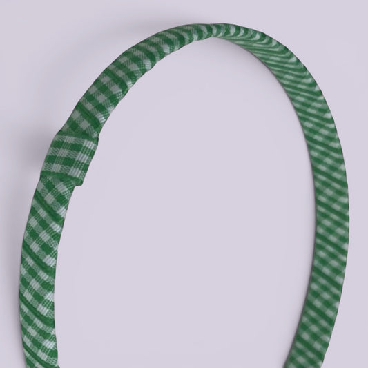 Emerald green gingham headband side view