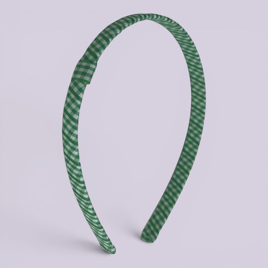 Emerald green gingham school hair headband