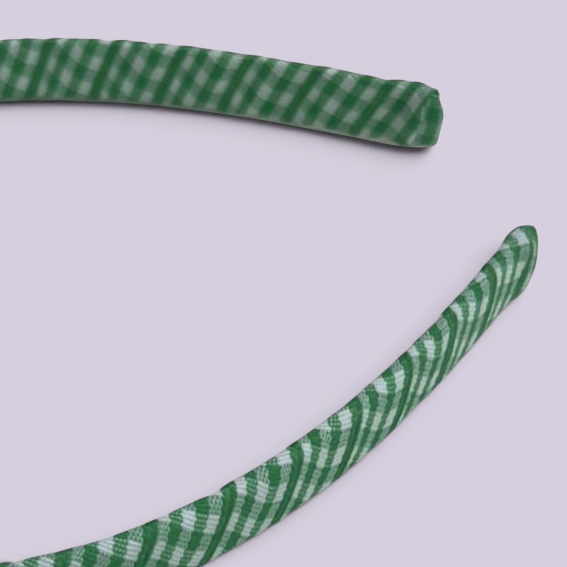 Emerald green gingham headband close up