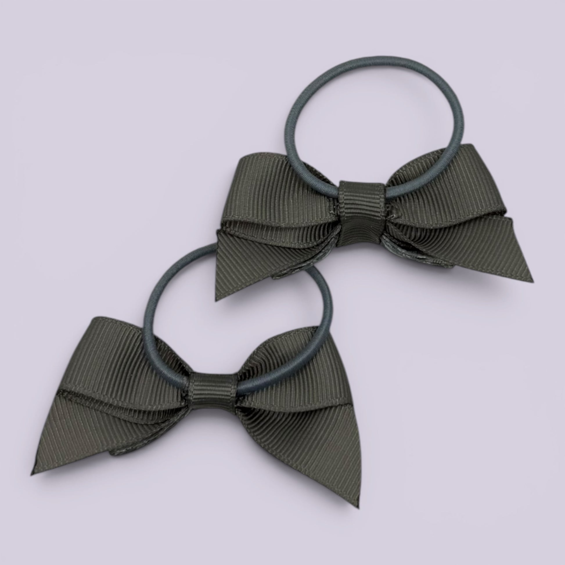 Grey gingham bow bobbles pair