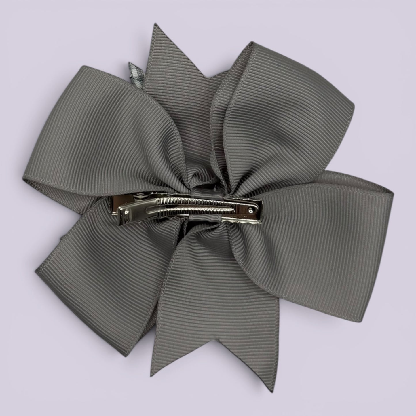 Grey gingham bow clip on card
