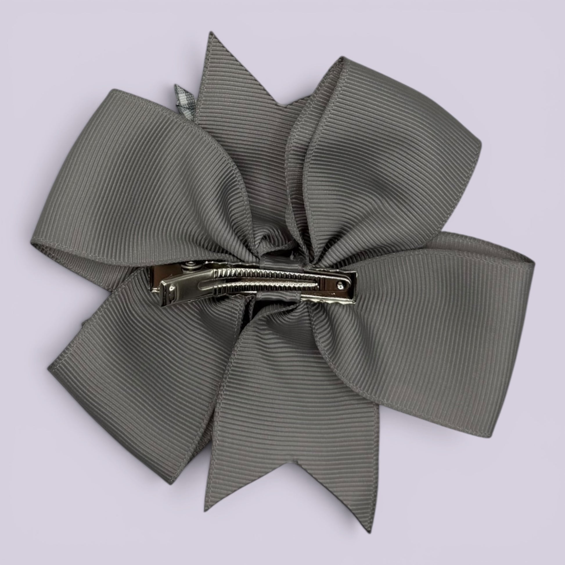 Grey gingham bow clip on card