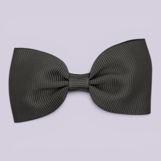 Grey bowtie school hair bow clip