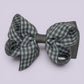 Grey gingham double bow school hair clip