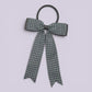 Grey gingham tailed school hair bow bobble