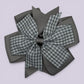 Grey gingham school hair bow clip