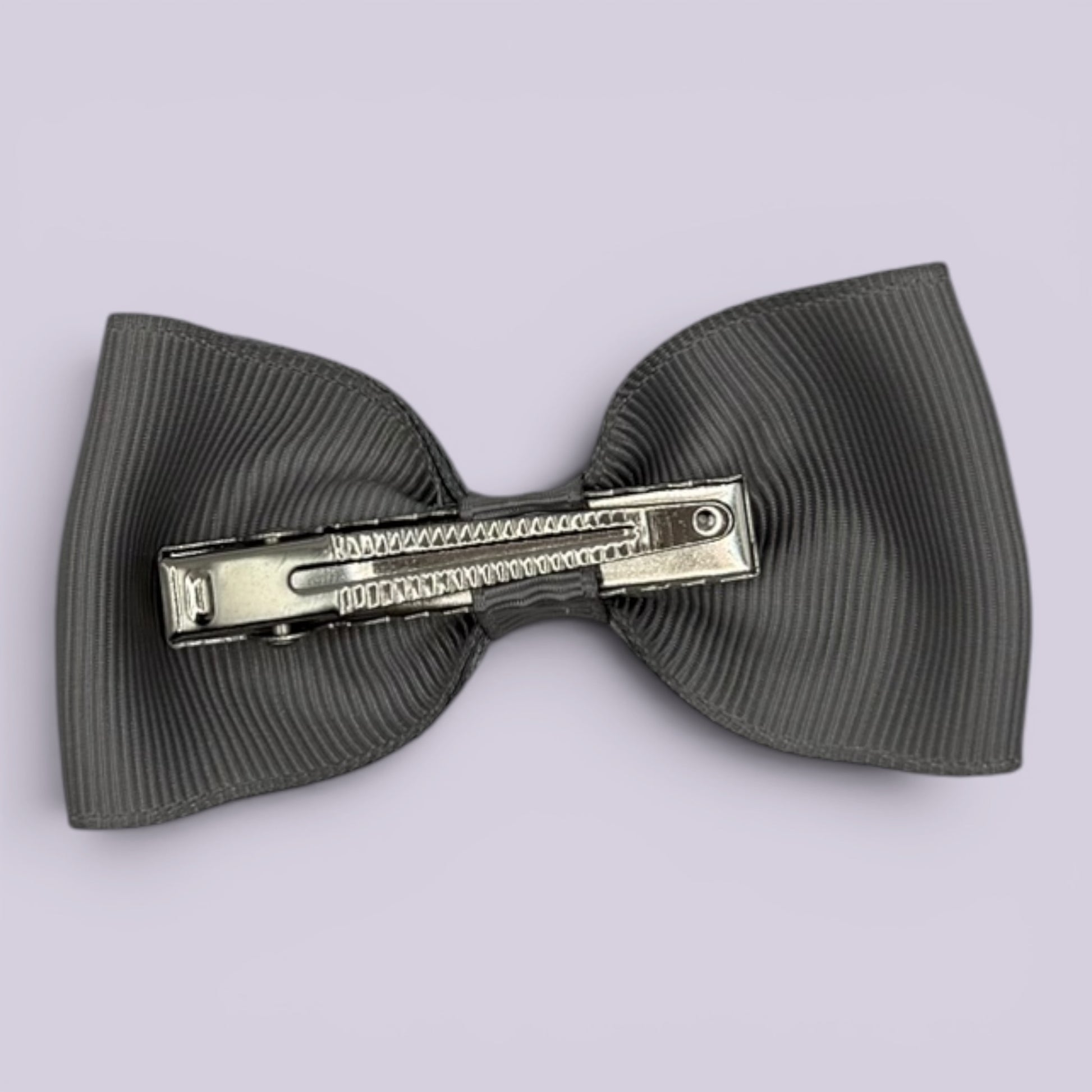 Grey gingham bowtie bow clip on card