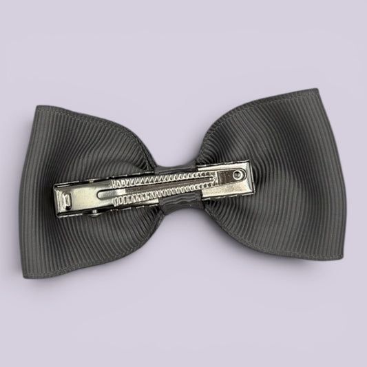 Grey gingham bowtie bow clip on card