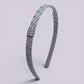 Grey gingham school hair headband