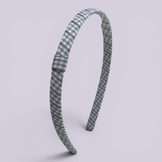 Grey gingham school hair headband
