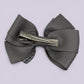 Grey gingham pinwheel bow clip on card