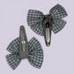 Grey gingham butterfly snap clips on card