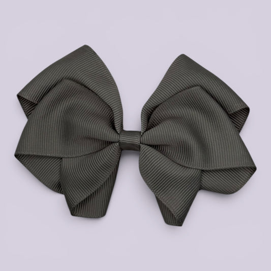Grey school hair bow clip