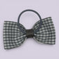 Grey gingham bow bobble on card