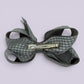 Grey gingham large bow clip on card