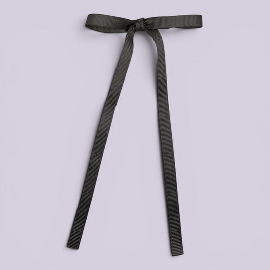 Grey large tailed school hair bow clip