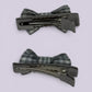 Grey gingham mini bowtie clips on card