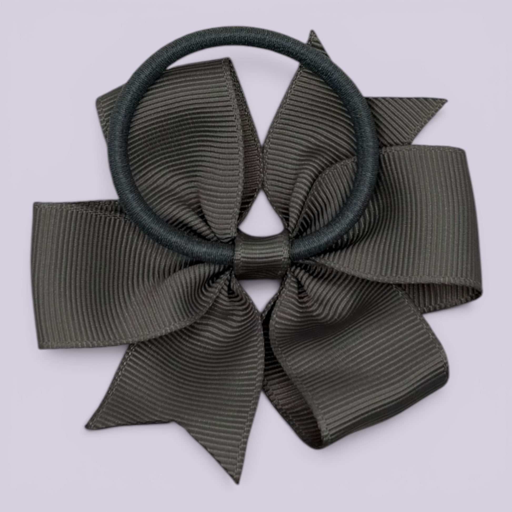 Grey pinwheel bow bobble on card