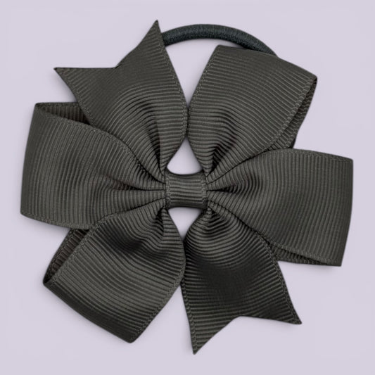 Grey pinwheel school hair bow bobble