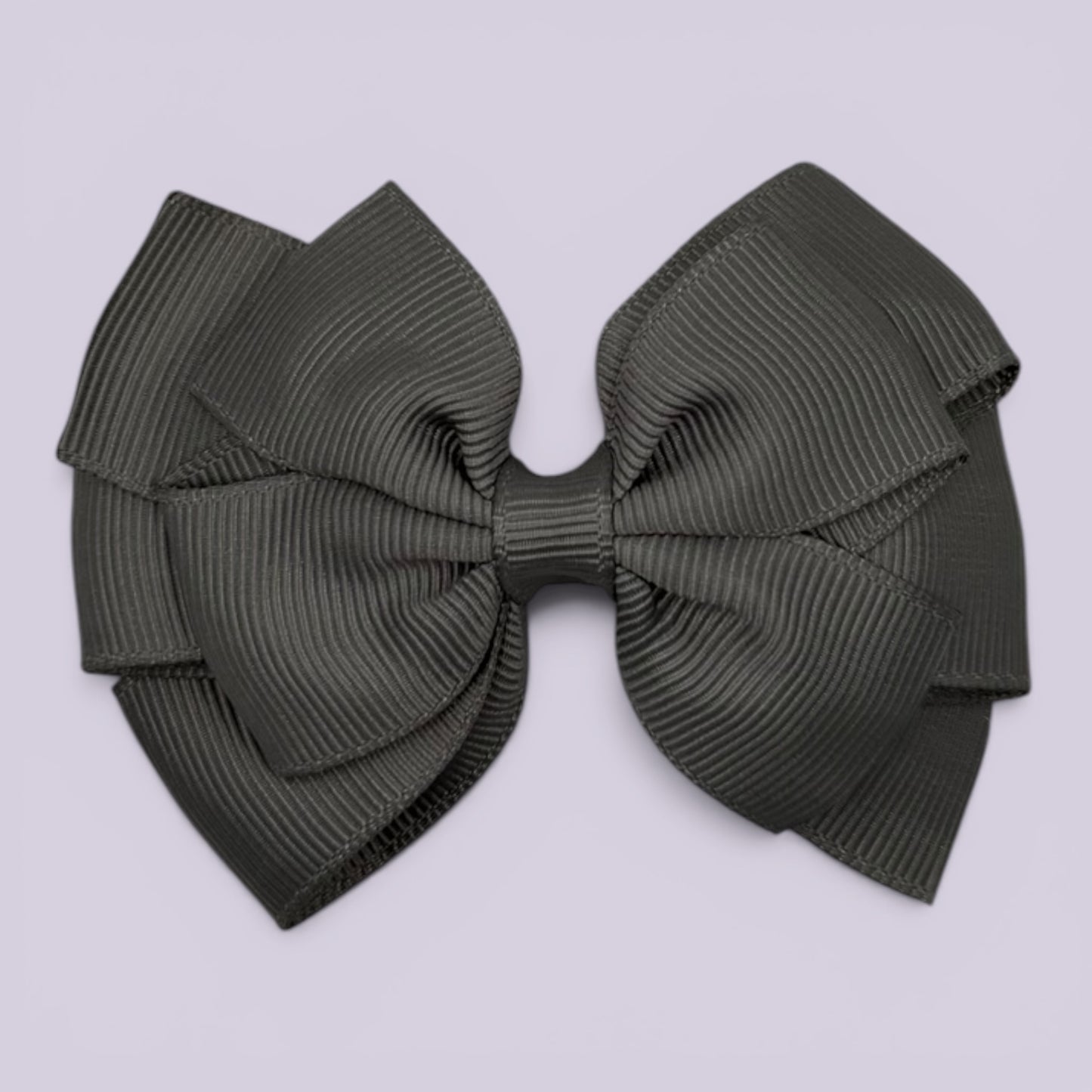 Grey pinwheel school hair bow clip