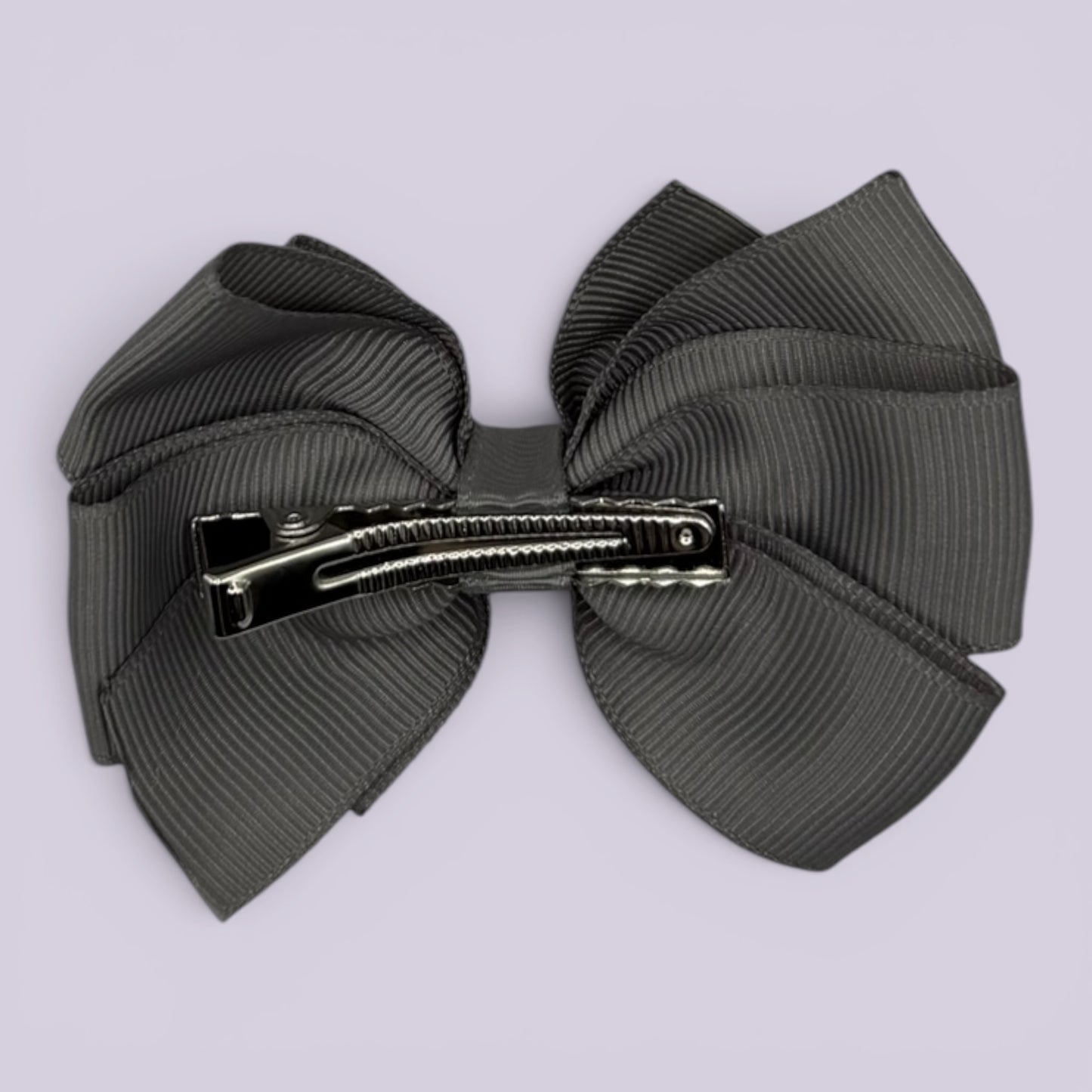 Grey pinwheel bow clip on card
