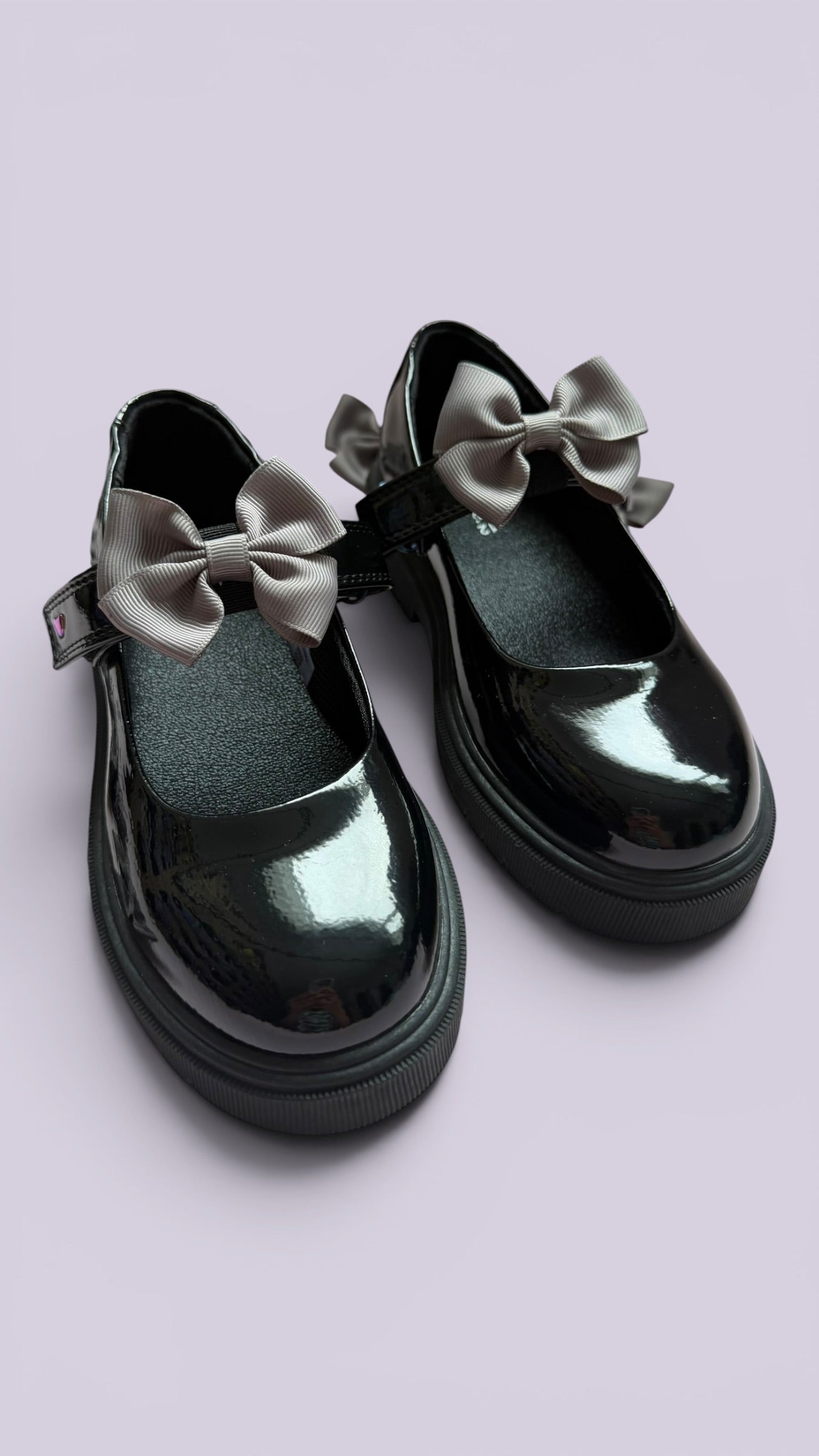 Grey school uniform shoe bows