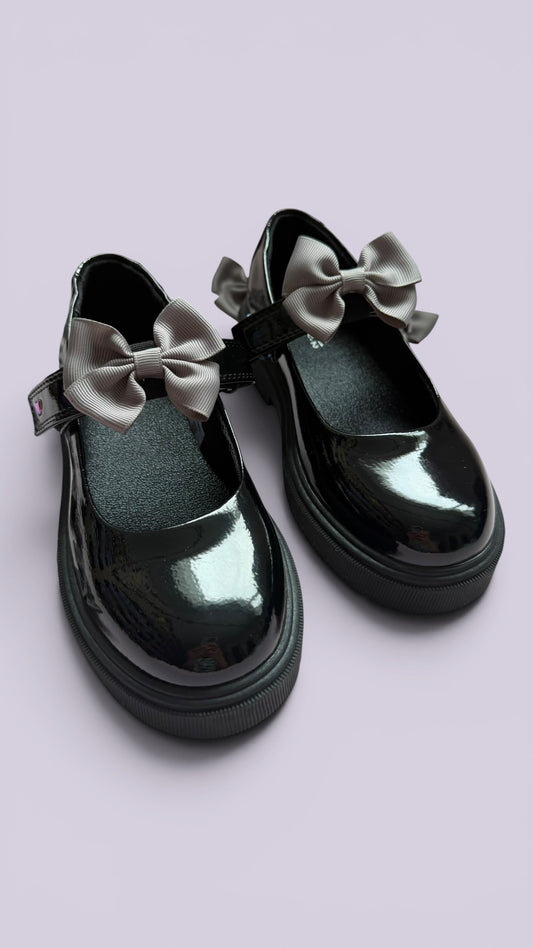 Grey school uniform shoe bows