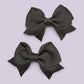 Grey small school hair bow clips pair
