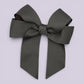 Grey 3.5 inch tailed school hair bow clip