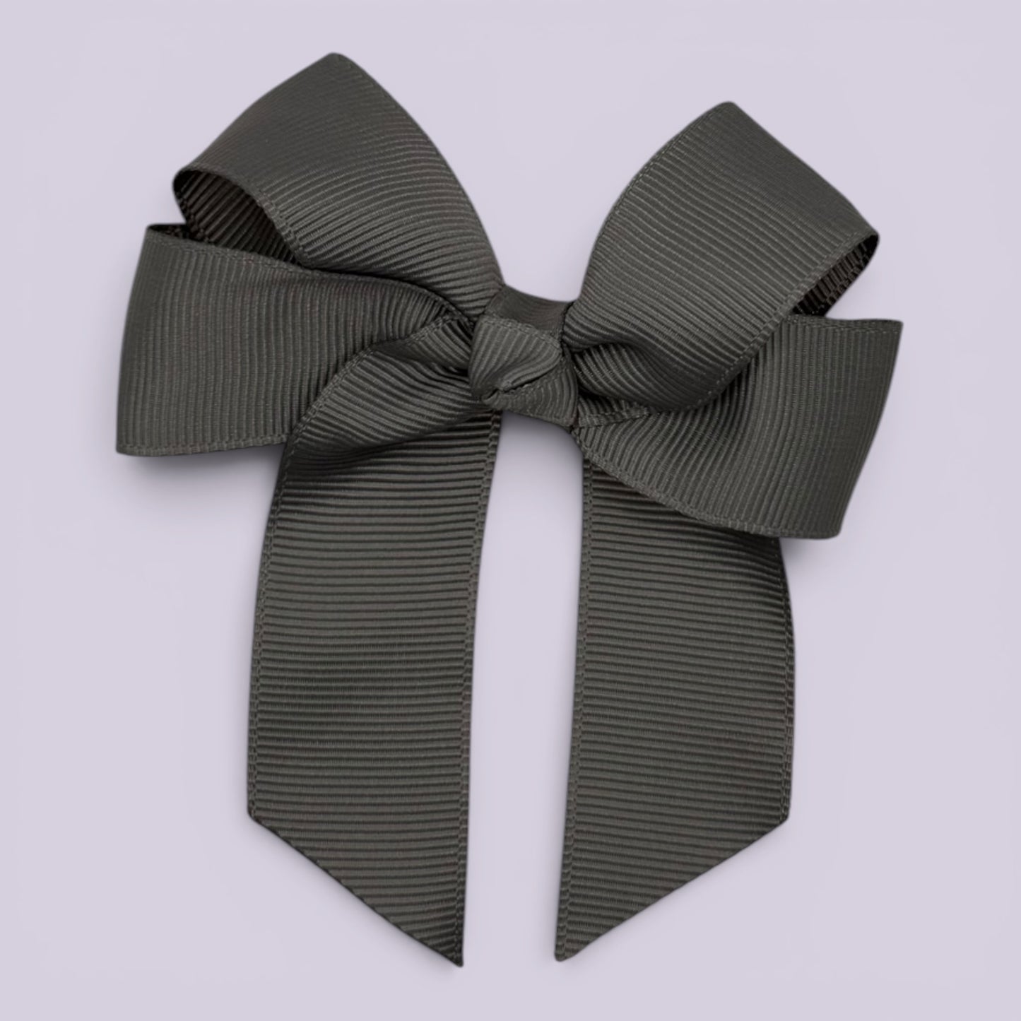Grey 3.5 inch tailed school hair bow clip