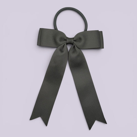 Grey tailed school hair bow bobble