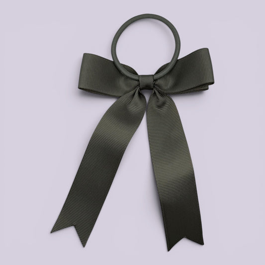 Grey tailed bow bobble on card