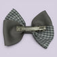 Grey gingham twisted bow clip on card