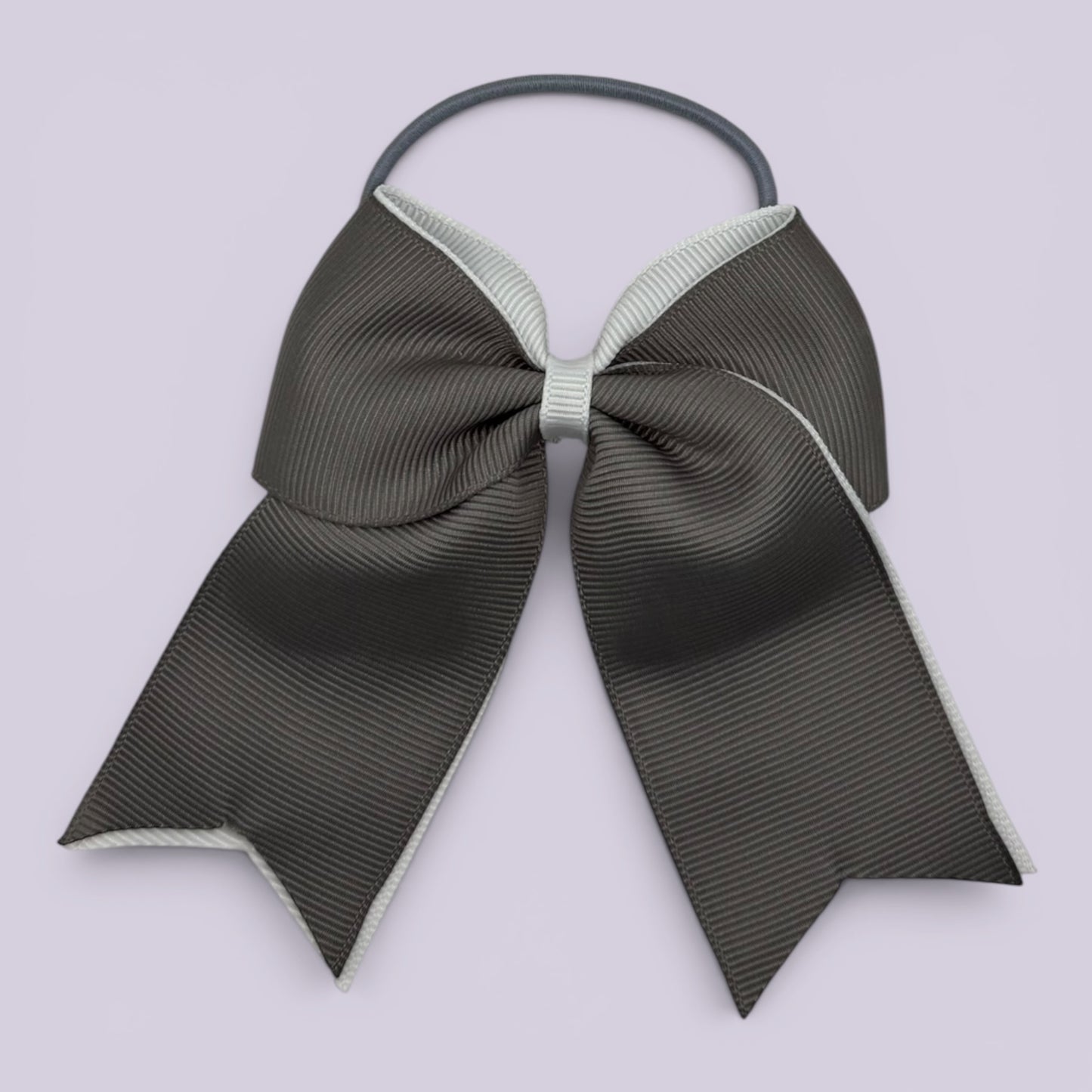 Grey and white tailed school hair bow bobble