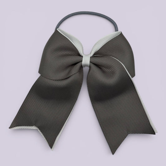 Grey and white tailed school hair bow bobble