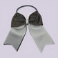Grey and white bow bobble on card