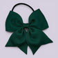 Hunter bottle green four tailed school hair bow bobble