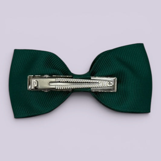Hunter bottle green bowtie bow clip on card