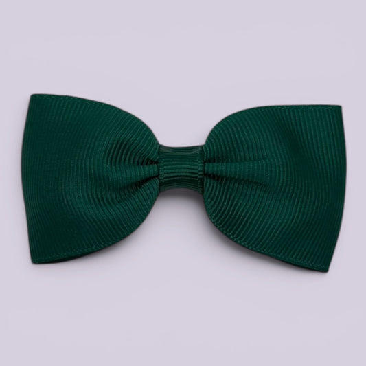 Hunter bottle green bowtie school hair bow clip