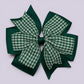 Hunter bottle green gingham school hair bow clip