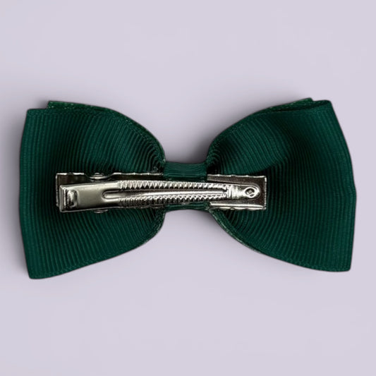 Hunter bottle green gingham bowtie bow clip on card