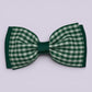 Hunter bottle green gingham bowtie school hair bow clip